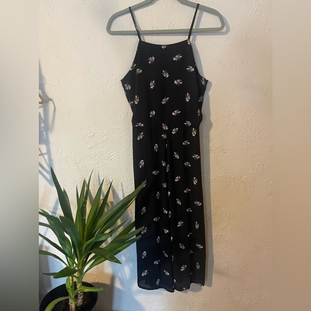 love, Fire black jumpsuit with flowers
